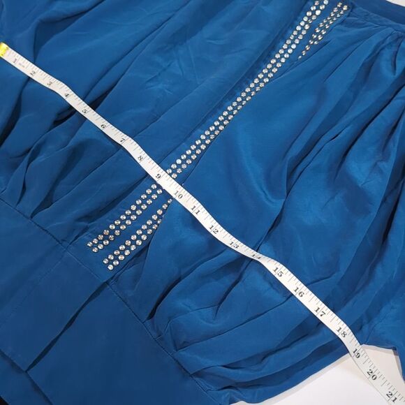 Derek Lam Top Womens 4 Blue Button Front Studded Silk Blouse Sample - Picture 10 of 11